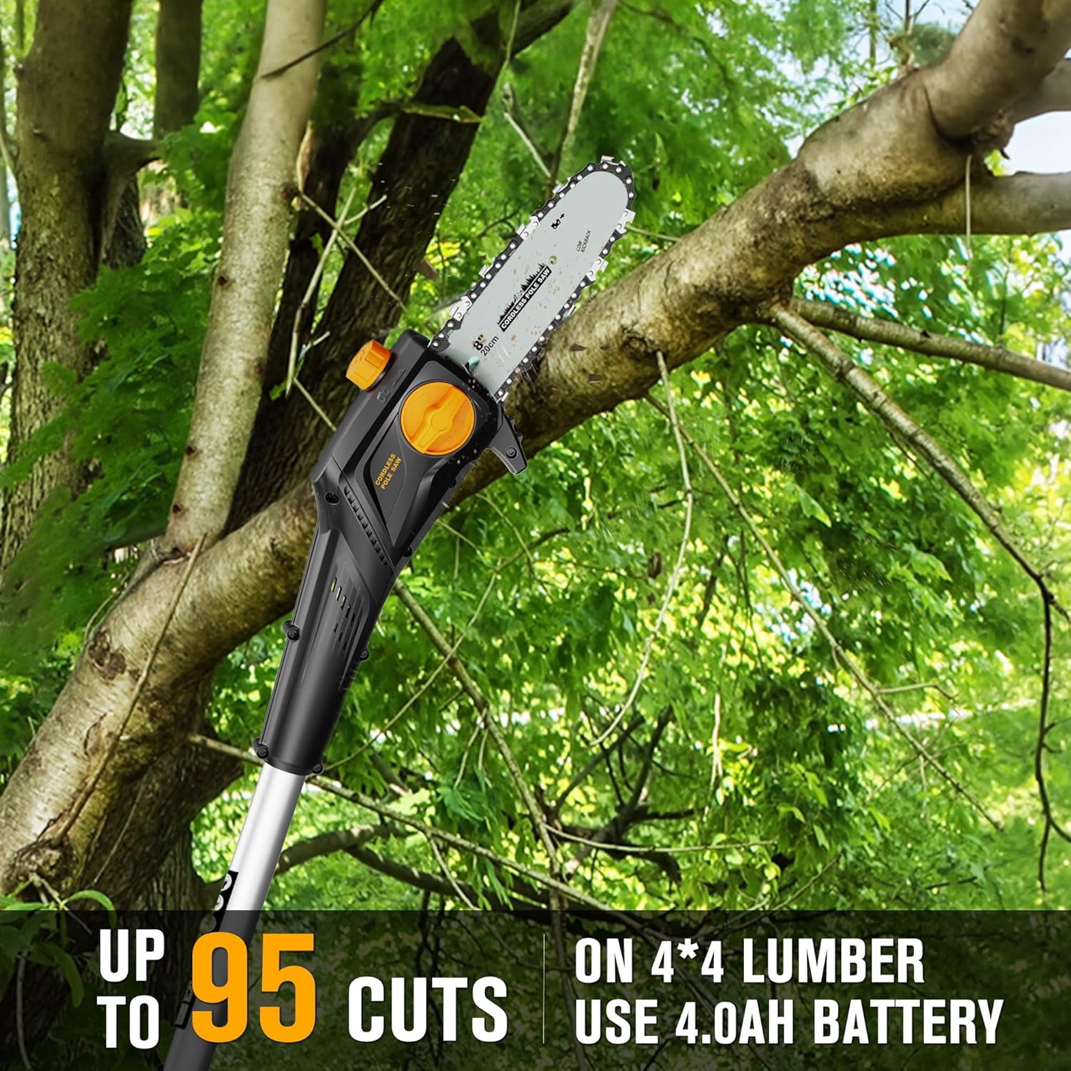 Cordless Pole Saw Compatible with Dewalt 20V Max Battery 8 inch Electric Pole Saws for Tree Trimming Battery Powered, Extension up to14.2 feet Pole Chainsaw (Battery not Included)