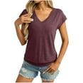 thumbnail image 2 of DPTALR George Women's V-Neck T-Shirts: Spring-Summer-Fall Teacher Work Business Dressy-Casual Boho Basic Tees,Brown,Size XXL, 2 of 8
