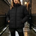 thumbnail image 6 of Mifsaly Quilted Puffer Jacket for Women Stand Collar Zip Up Long Sleeve Oversized Lightweight Winter Coat Fall Cold Weather Casual Warm Outerwear with Pockets Black,S, 6 of 8