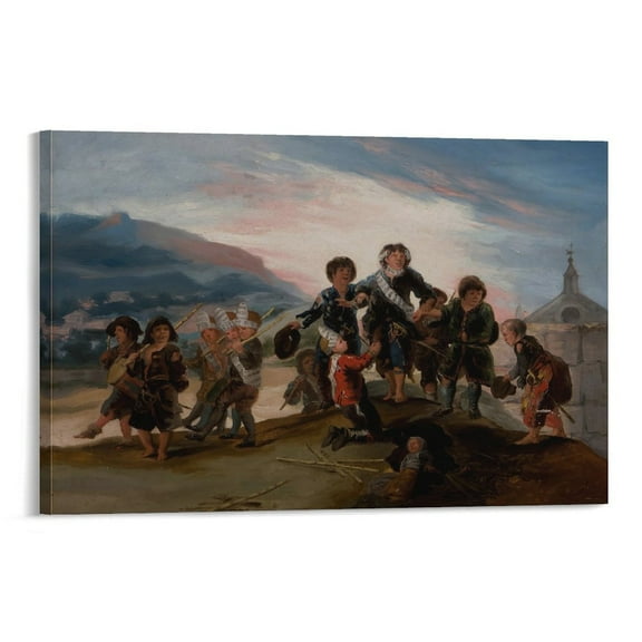 Francisco De Goya Black Painting Children Playing Soldiers Poster Decorative Painting Canvas Wall Art Living Room Posters Bedroom Painting 16x24inch(40x60cm)