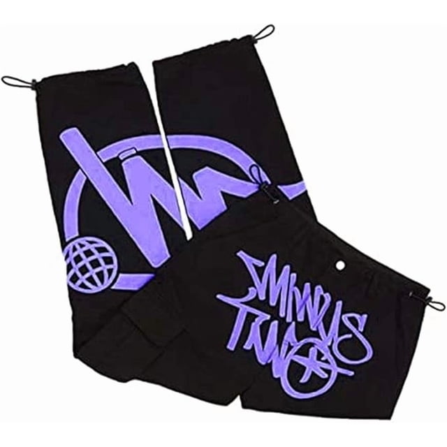 Pantalones de chándal Minus Two Cargo Y2K para hombre 2023, vaqueros Y2K, pantalones cargo holgados de hip-hop, vaqueros Harajuku negros con estampado holgado y recto.