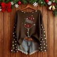 thumbnail image 2 of Fiaer Christmas Women T Shirts Crew Neck Long Sleeve Tshirts Loose Fit Plus Size Wine Glass Fashion Xmas Tops Coffee M, 2 of 3