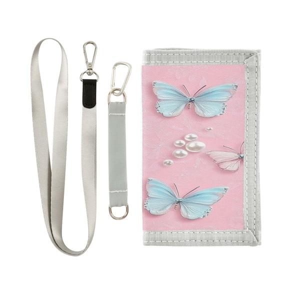 Men's and Women's Wallets Stylish and Functional Wallet Novelty Wallets Perfect Gift for All Occasions Pink and Light Blue Butterflies