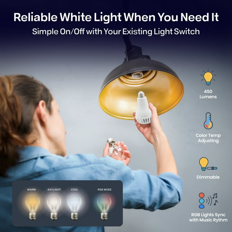 Bell + Howell RGB Speaker Light Bulb with Remote, 450 Lumens 3