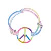 Lot 12 7" Adult 60s Hippie Rainbow Peace Sign Costume Elastic Bracelet Medallion