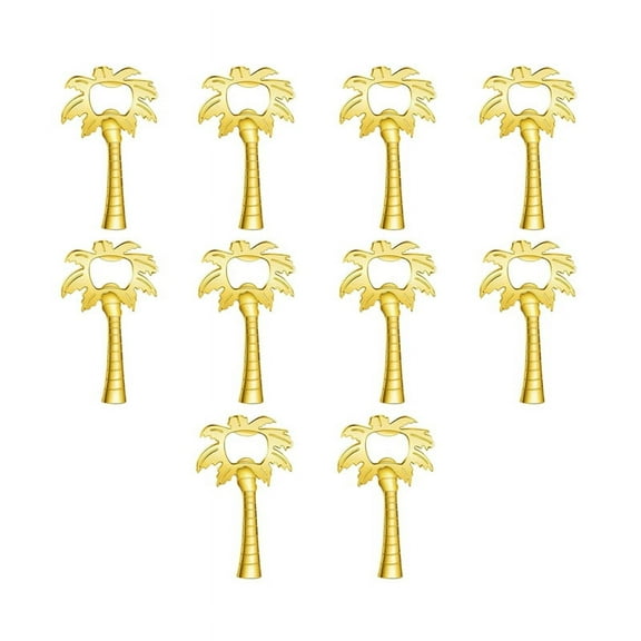 10pcs Coconut Tree Bottle Opener for Wedding Shower Guest Gifts Souvenirs Favor Supplies Gold