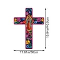 thumbnail image 3 of Mexican Crucifix Wood Cross Wall Decor, Day Of The Dead Decoration Wooden Wall Mounted Cross For Home Church Dia De Muertos, 3 of 7