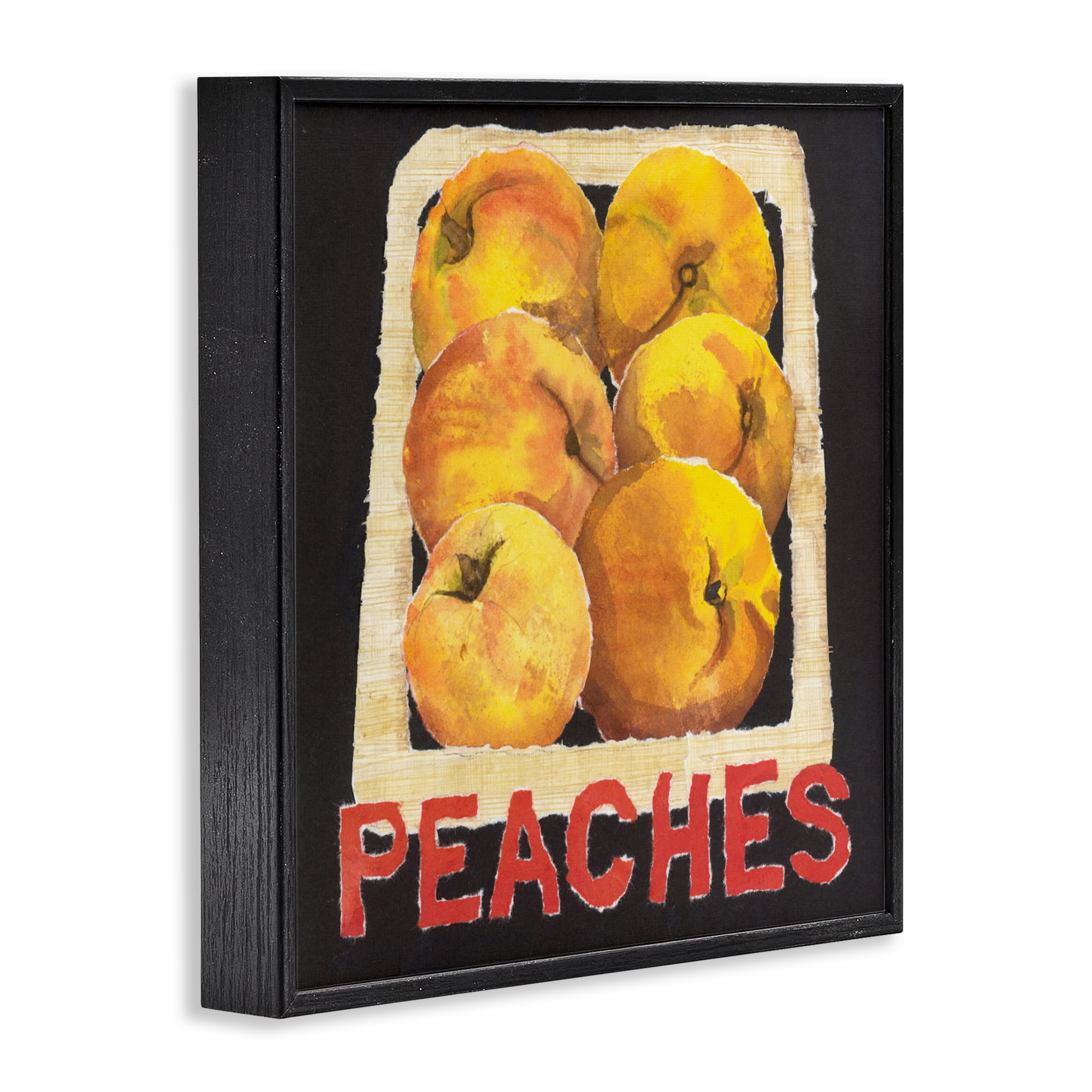 Stupell Industries Collaged Garden Peaches Black Framed Giclee Art, design by Nancy Overton
