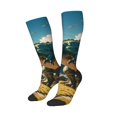 thumbnail image 2 of Vsdgher Cute Green Dinosaur Blue Sky Print Thigh High Socks Extra Long Stretchy Sock Women Over Knee High Opaque Stocking Daily Wear, 2 of 5