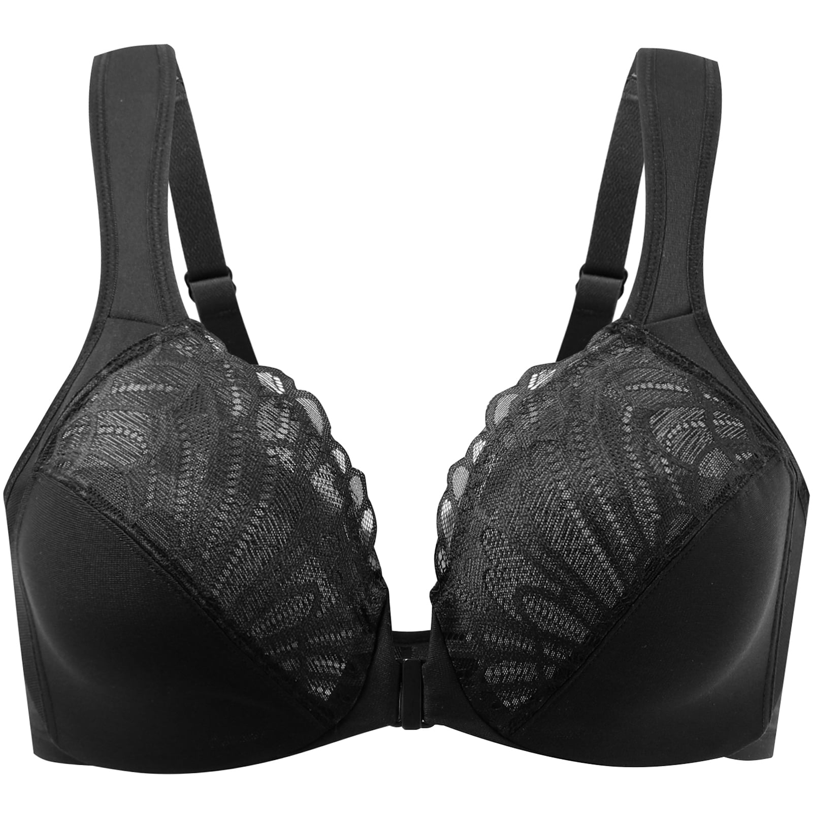 MELENECA Underwire Front Closure Bras for Women Black 48B
