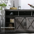 thumbnail image 2 of Yaoping Farmhouse Barn Door TV Cabinet Up to 65" TV Media Console with Open Shelves Adjustable Storage, Entertainment Center with Power Outlets(Grey), 2 of 10