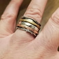 thumbnail image 2 of 925 Sterling Silver Spinner Ring for Women, Yoga Maditation Spin ring Three Tone Handmade Ring Worry Ring, Thumb Ring, Fidget Rings, Promise Ring, Oxidised Ring, 2 of 6