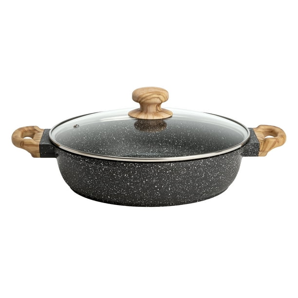 Weaken particle in front of The Pioneer Woman Prairie Signature Cast Aluminum 4-Quart Everyday Pan,  Charcoal Speckle - Walmart.com