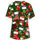 thumbnail image 3 of Pntutb Blusa de manga corta con cuello en V para mujer, uniforme con bolsillos estampados de Navidad Pntutb Pntutb-1301, 3 of 3
