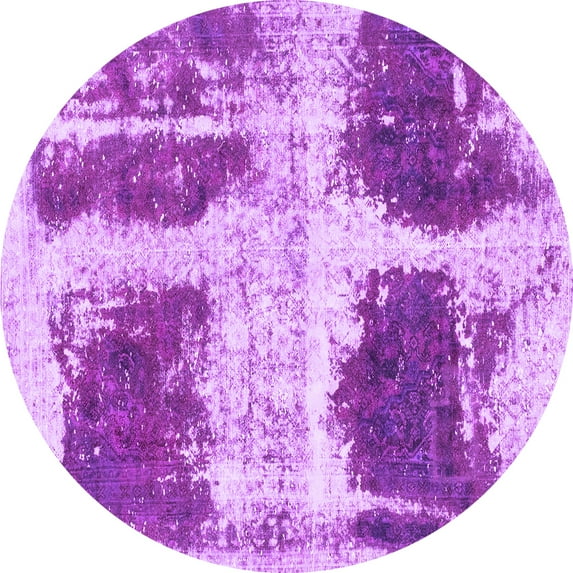 Ahgly Company Indoor Round Abstract Purple Modern Area Rugs, 5' Round