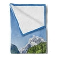 thumbnail image 2 of Snow Mountain Soft Flannel Fleece Throw Blanket, Idyllic Landscape Image of Berchtesgaden and Bavarian Alps, Cozy Plush for Indoor and Outdoor Use, 50" x 60", Cobalt Blue and Multicolor, by Ambesonne, 2 of 5