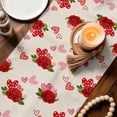 thumbnail image 3 of Red Roses Table Runner - 72 Inch Long Valentine's Day Love Floral Beige Country Cotton and Linen Blended Dress Scarves Farmhouse Table Runner for Kitchen Dining, Coffee Table, 13" x 72", 3 of 8