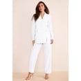thumbnail image 2 of Roaman's Women's Plus Size Petite Plus Size Long Sleeve Ten-Button Shawl-Collar Pant Suit – 2-Piece Pant Set, 2 of 6
