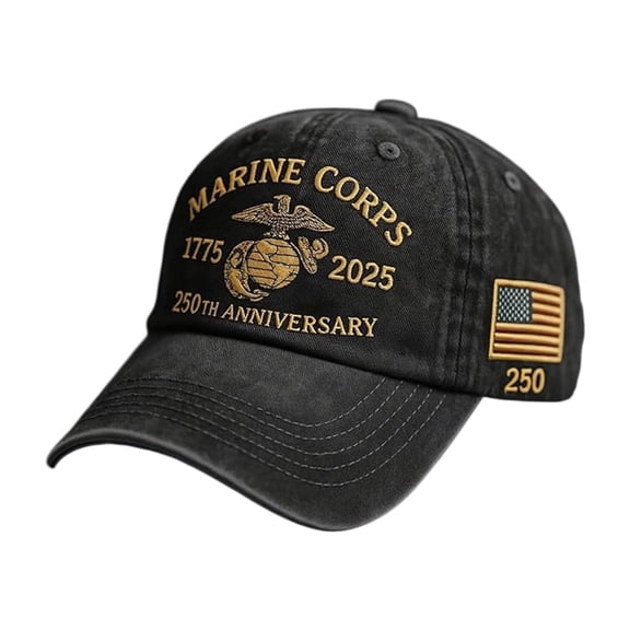 250th Anniversary Marine Corps Baseball Cap Commemorative Embroidery Pattern Cotton Adjustable Hat for Daily Wear