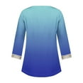 thumbnail image 4 of Trendsetting Women's Apparel Fashion Plus Size Fashion Women's Summer V-Neck 3/4 Sleeve Lace Splicing Solid Casual T-shirt Blouse Top, 4 of 5
