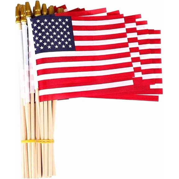 Small American Flags on Stick 5x8 Inch/Mini Ameirican Flags/Hand Held American US Wooden Stick Flag- July 4th Decoration, Veteran Party, Grave Marker, etc. (30)