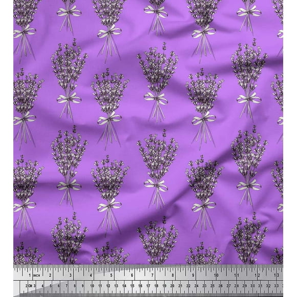 Soimoi Purple Rayon Fabric Bouquet Floral Printed Craft Fabric by the Yard 42 Inch Wide