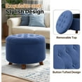 thumbnail image 5 of Hyxoo Round Ottoman, Ottoman with Storage, 24.5 Dia. x 17 H Inches Foot Rest Stool with Legs for Bedroom, Living Room, Decorative Home Furniture-24.5"D x 24.5"W x 17"H-Navy Blue, 5 of 9