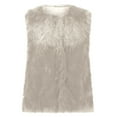 thumbnail image 5 of Htigea Women's Faux Fur Vest Coat Solid Sleeveless Cardigan Jacket Stylish Open Front Gilet Outerwear Beige XS, 5 of 5