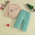 thumbnail image 2 of NOLDARES Infant Toddler Girls Cute 2pcs Fall Winter Outfits Long Sleeve Round Neck Print Top and Elastic Waist Pants Set Clothes Clothing(Green,18-24 M), 2 of 4