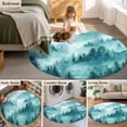 thumbnail image 5 of Round Rug 4Ft Washable Non-Slip, Teal Mountain Circle Area Rugs for Living Room Bedroom, Misty Forest Nature Woodland Pine Tree Landscape Indoor Floor Mats Carpet Runner for Home Decor Aesthetic, 5 of 8