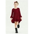 thumbnail image 4 of Happy Town Toddler Baby Girls Fall/Winter Clothes Solid Long Sleeve Dress Irregular Casual Dress, 4 of 8