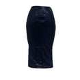 thumbnail image 5 of BLTIBY Women's Sequin Skirt High Waist Side Split Sparkly Glitter Pencil Midi Wrap Skirt Elegant Cocktail Party Skirts Dark Blue XL, 5 of 6