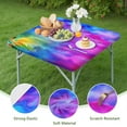 thumbnail image 4 of Colorful Tie Dye Pattern Square Fitted Tablecloth with Elastic Edge,Square Table Cover,Washable Elastic Table Cover for Home Kitchen Party Decor 36"x36", 4 of 6