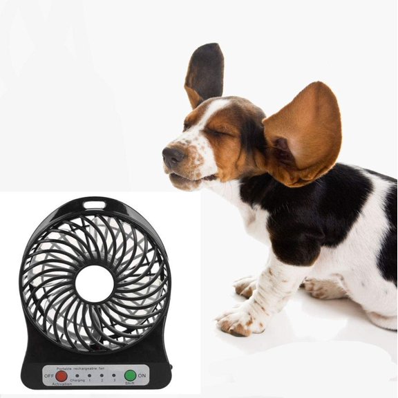 Dog Fan for Crate USB Portable Cooling Fan for Dogs & Cats, 3 Adjustable Speeds Camping Fans for Tents, Built-in LED Light , Summer Cooling Device for Pets