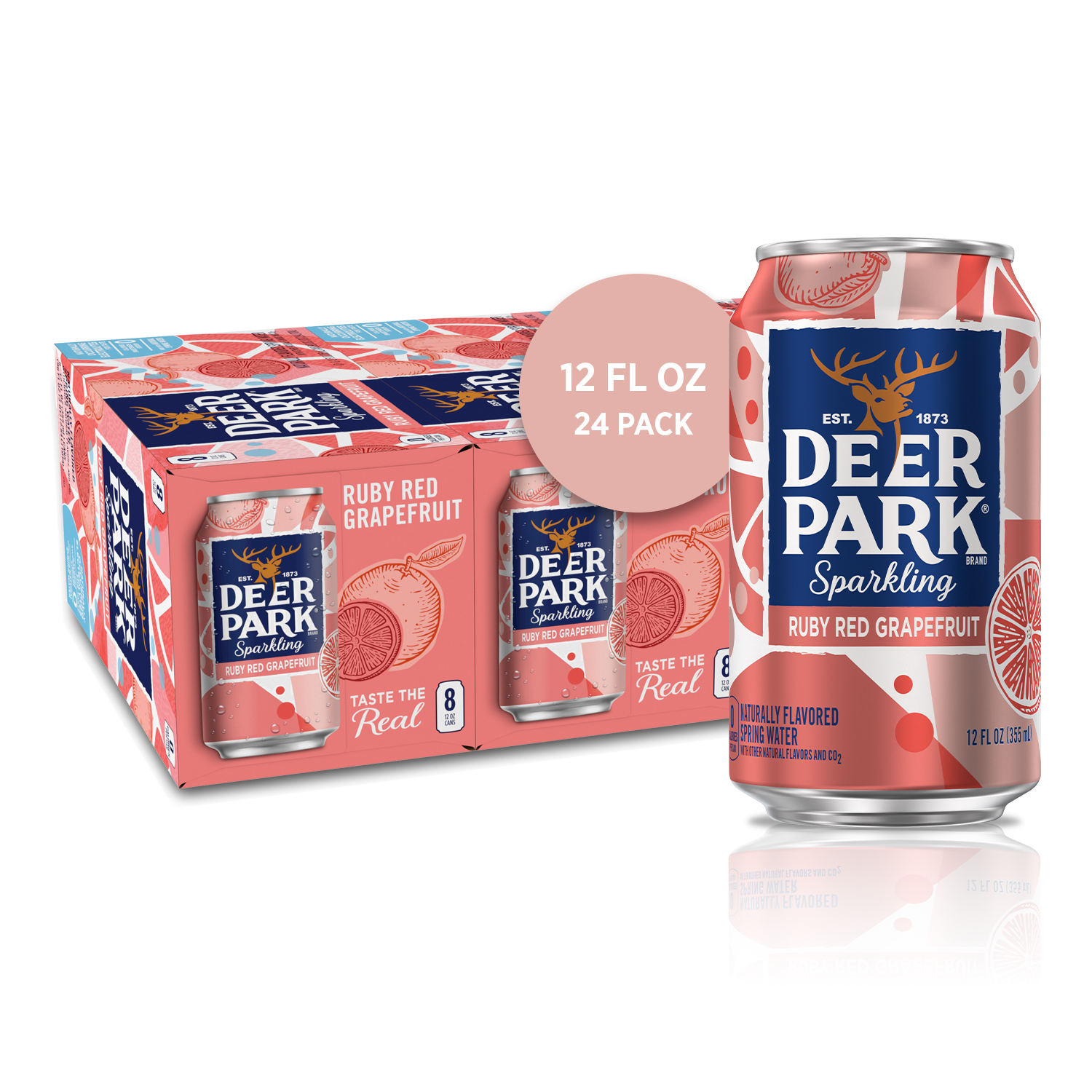 Deer Park Sparkling Water, Ruby Red Grapefruit, 12 oz. Can (24 Count