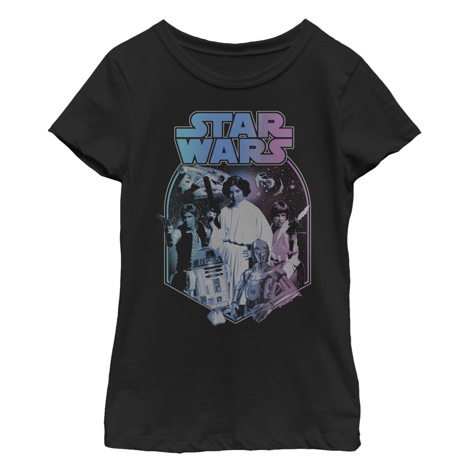 Girl s Star Wars Princess Leia Classic Entourage T Shirt Black X Large