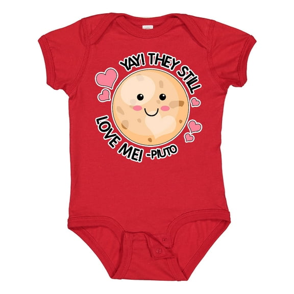 Inktastic Yay They Still Love Me Planet Pluto with Hearts Boys or Girls Baby Bodysuit