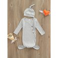thumbnail image 2 of Diconna 0-3 Months Newborn Baby Sleeping Bag Hat Set Ribbed Solid Color Long Sleeves Wearable Blankets Sleep Sack, 2 of 8