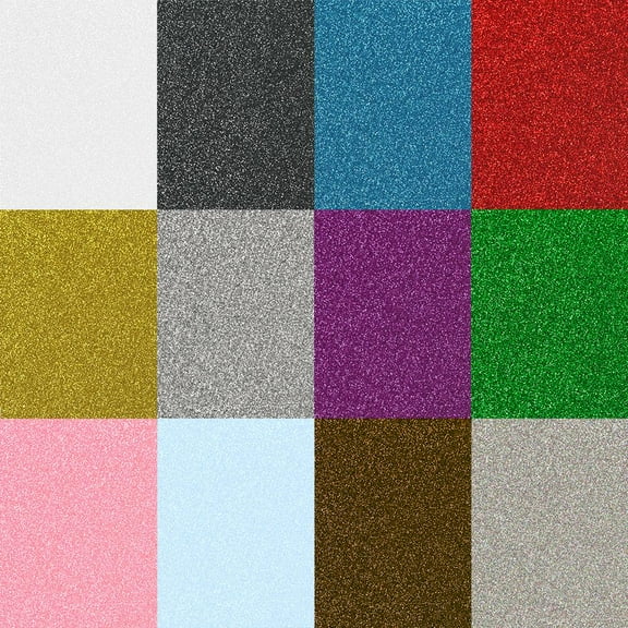 Siser Glitter Heat Transfer Assorted Starter Bundle 12 Top Color Sheets - 12 Inch x 10 Inch
