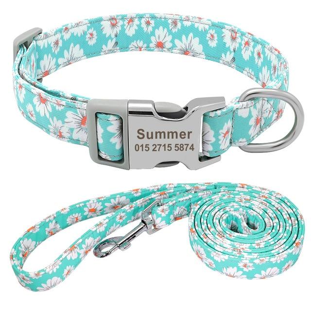 Personalized Dog Puppy Collar and Leash