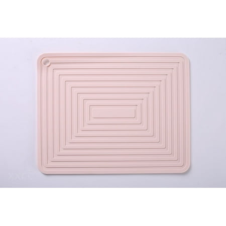 

Silicone Pot Mat Square Thickened Heat Insulating Mat Non-slip Corrugated Model Kitchen Table Mat (pink 28x22cm)