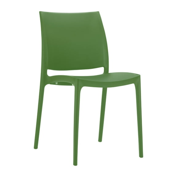 32" Olive Green Resin Solid Weather Resistant Outdoor Dining Chair