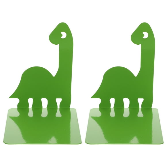 1 par de sujetalibros de metal con forma de dinosaurio, soporte para libros, organizador de libros de escritorio