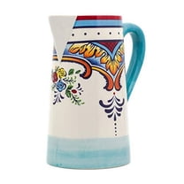 Euro Ceramica Charlotte Pitcher - Watercolor Floral Design, Hand-Applied Decal, 8.27” X 5.24” X 9.25”