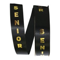 Reliant Ribbon - 5406-986-09C, Senior Satin Ribbon, Black/gold, 1-3/8 Inch, 100 Yards