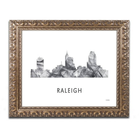 Home Goods Store Raleigh Nc Trademark Fine Art 'Raleigh NC Skyline WB-BW' Canvas Art by Marlene Watson, Gold Ornate Frame ()