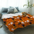 thumbnail image 2 of Happy Halloween Boo Throw Blankets, Cartoon Pumpkin Spooky Black Cats Ghosts Soft Fleece Blanket Decorative for Home Sofa Couch Chair Living Bedroom,40x50 inches, Orange, 2 of 6