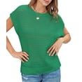 thumbnail image 3 of Women's Crochet Sweater Cap Sleeve Crew Neck Beach Cover-Up Spring Top Green XL, 3 of 8