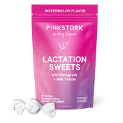 Pink Stork Lactation Sweets Supplement, Breastfeeding Snacks with Fenugreek and Milk Thistle to Support Breast Milk Supply - 30 Watermelon Candy Drops (Packaging May Vary)