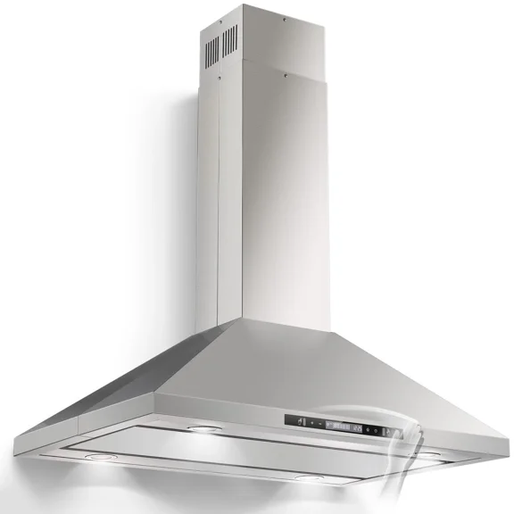 36 inch Island Range Hood 700 CFM Ceiling Mount Kitchen Hood Vent with Gesture Sensing &Touch Control,Ducted/Ductless Convertible,3 Speeds Fan,4 LED Lights,Stainless Steel,Aluminum Filters Tieasy